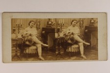 Maison brothel women's lingerie fashion c1860 photo stereo albumin vintage 