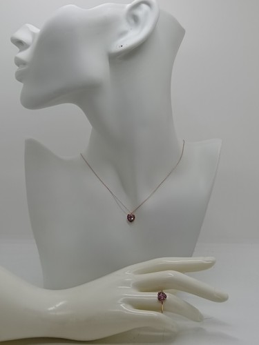 Parure collier anneau cœur - anneau,