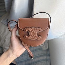 Celine Cuir Triomphe Besace Flap Bag Leather Mini