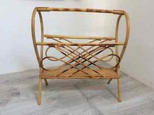 19 ⚜️ Ancien Porte Revue Journaux Osier & Rotin Vintage