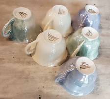 lot de 6 tasses porcelaine nacrées bleu beige vert