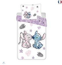 Parure de Lit Disney Stitch Réversible, 100% Coton, Housse de Couette 140x200 