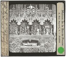 Choir fence, Amiens, old photo glass plate, positive 8.5x10 cm