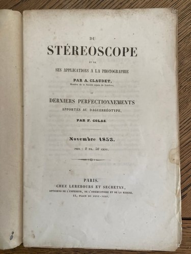 Claudet stéréoscope et - du,