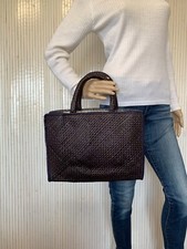 Sac tressé Fibres naturelles Raphia Marron et Violet prune S057