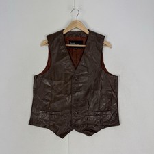 Vintage Wilsons Leather Brown Leather Biker Moto Vest Size 42 Made In Korea