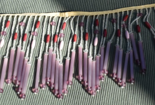 Frange perles verre rose - en,