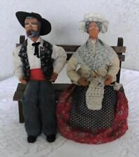 Santons antique Provence dressed life scene couple sitting on wooden bench S33