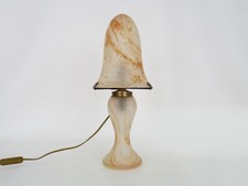Lampe champignon en pâte de verre transparente tacheté orange à 2 feux