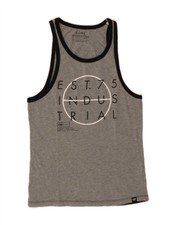 JACK & JONES Mens Graphic Vest Top Small Grey Cotton DJ77
