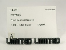 1980-1981 Buick Skylark Limited NOS door panel nameplate 20172805
