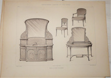 MEUBLES ART NOUVEAU PLANCHE GRAVURE VERS 1900 §10