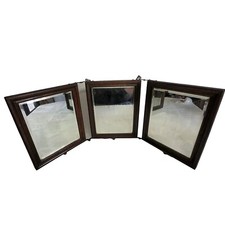 07K1 ANCIEN MIROIR DE BARBIER TRYPTIQUE EPOQUE ET DECORS ART NOUVEAU 1900