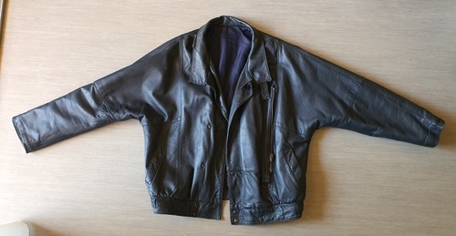 Vintage blouson cuir bleu - vintage:,