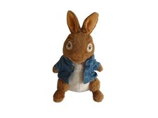 Peluche lapin – Peter Rabbit – 32 cm marron beige veste jean