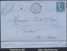 FRANCE N°22 SUR LETTRE GC 3006 LE POULIGUEN LOIRE INFERIEURE + CAD DU 03/07/1866