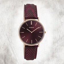 Oozoo Cuir Montre pour Femmes C9305 Analogue Quartz Bracelet Mauve Vintage Série