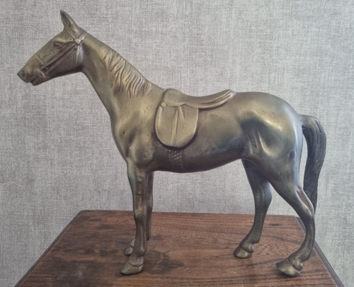 Cheval laiton doré relief - doré,
