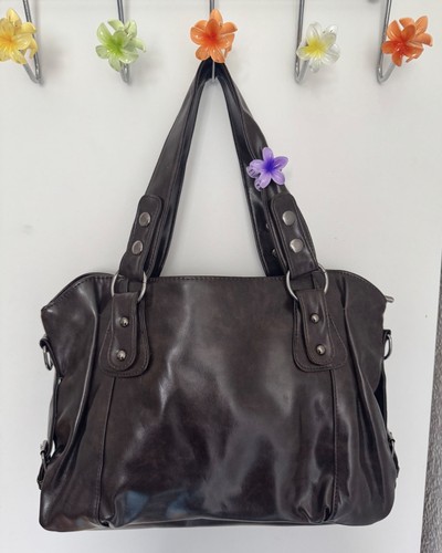 Sac main marron brillant - main,