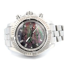 Hommes Breitling Super Avenger Steel Automatic Chronographe 48MM Montre Diamant