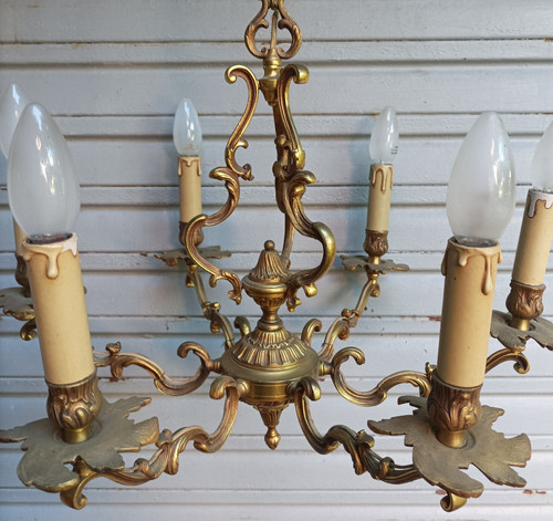 Ancien lustre cage bronze 6 - ancien,