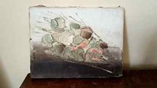 1950s Abstract Painting Flowers Materials Signed
