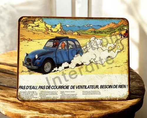 Plaque métal vintage tintin - plaque,