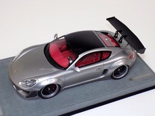 1/18 Modèles AB Porsche Cayman Rocket Bunny Argent Sur Base Alcantara