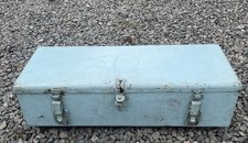 Antique Vintage Blue Metal Case, Industrial Decor Tool Storage