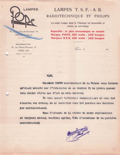 Neuilly lampes pope 1920 - neuilly,