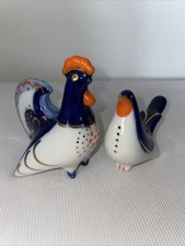 Salerons , salière poivrière coq et poule USSR ,porcelaine