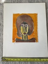 Original ooak abstract cubist figurative  portrait art Whimsical painting Signed