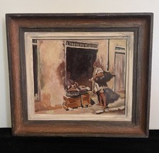 Tableau Ancien Orientaliste Maroc Huile Sur Panneau Signé Le Porteur D’Eau.