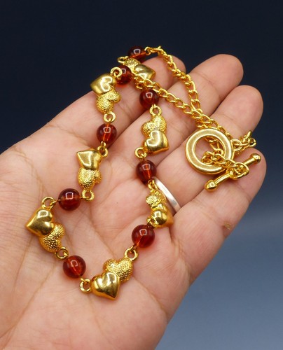 Collier vintage métal doré - collier,