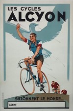 Les Cycles Alcyon Racer Original 1929 Vintage French Advertising Poster