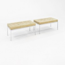 1960s Florence Knoll Chrome Bench Upholstered in Green Mohair 36x18" 2x Avail