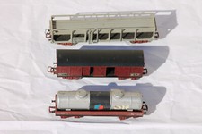 Lot JOUEF 3 cars bogies car door covered flat with low edges with tank ELF