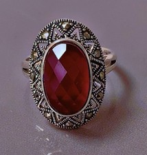 Ancienne bague argent rubis marcassites bague argent silver rubis ring 52 Noel