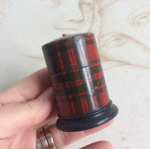 Ancienne boite bois - bois, tartan