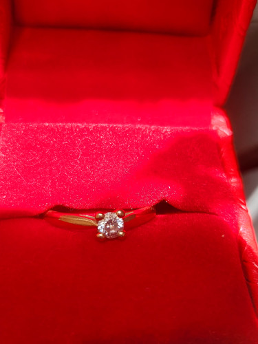 Bague solitaire jaune et - , or