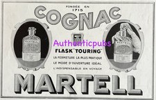 COGNAC MARTELL FLASK TOURING ADVERTISEMENT FOR THE TRIP 1929 FRENCH AD PUB RARE