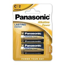 2 PANASONIC ALKALINE POWER C LR14 BATTERIES BLISTER 1.5V BABY R14 MN1400 AM2 E93