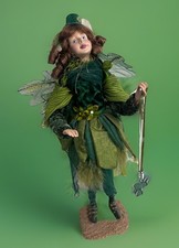 Rare Vtg  Irish Pixie Fairy Porcelain Art Doll 23.5” Handcrafted Velvet & Wings