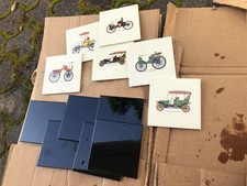 Carrelage vintage 6 voitures anciennes et 6 carreaux noirs Villeroy Boch 