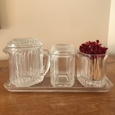 Villeroy & Boch Crystal QUADRA Sugar Creamer Tray Container Art Deco