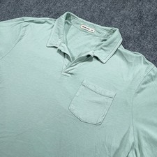 Marine Layer Air Polo Shirt Men XL Green Short Sleeve Pocket Open Collar Stretch