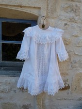 Kids dress white cotton embroidered / Edwardian French 1900 baby dress embroidered