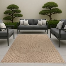 Tapis intérieur/extérieur avec motif de cercles beige