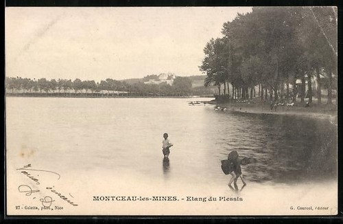 Cpa montceau les - montceau-les-mines,, Étang