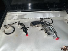 2 Vintage Miniature Pin Fire Toy Cap Guns Keychain Concraft Japan Trueno Spain